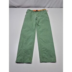 Stoic Pants Mens 34x30 Green Twill Elastic Waist Belted Hiking Climbing